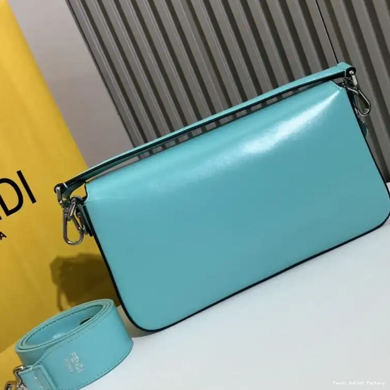 Vintage HOT Tiffany Medium Leather Fendi Blue Smooth Bag Baguette In 0622